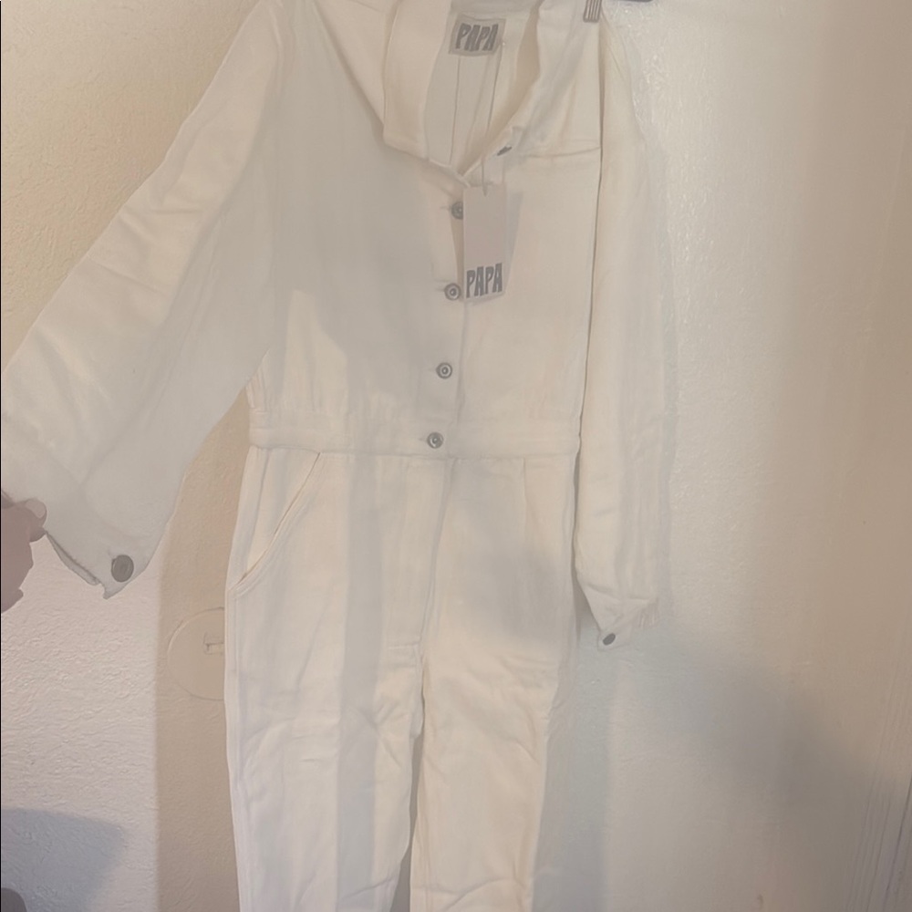 PAPA Women's Cream Straight Leg Jumpsuit Size (L/XL)